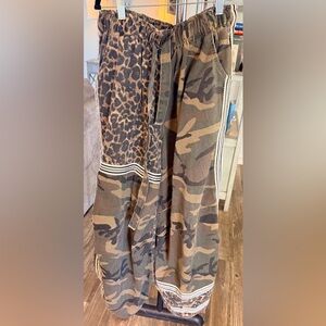 POL Leopard and Camo denim joggers